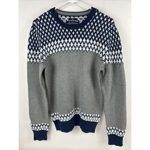 American Rag Men's Size S Grey And Blue Patterned Sweater‎ 100% Cotton